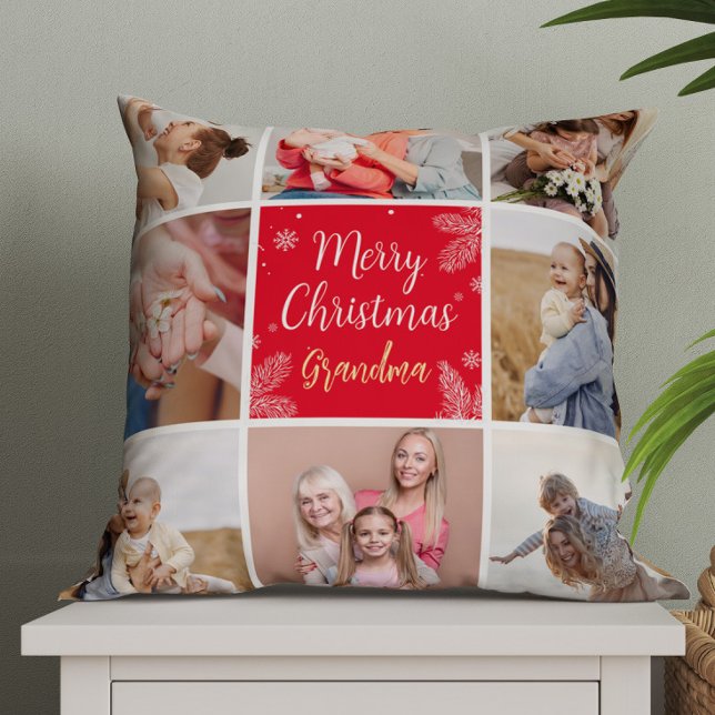 Vrolijk Kerstmis Oma 8 Foto Familie Collage Kussen (Creator heeft geüpload)