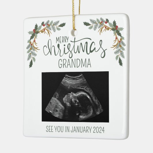 Vrolijk Kerstmis Oma Ultrasound Foto Keramisch Ornament (Links)