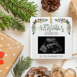 Vrolijk Kerstmis Oma Ultrasound Foto Keramisch Ornament