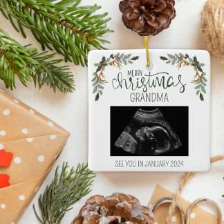 Vrolijk Kerstmis Oma Ultrasound Foto Keramisch Ornament