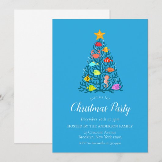 Vrolijk Kerstmis Onderzees Koraal Tropische Vissen Kaart (Voorkant / Achterkant)