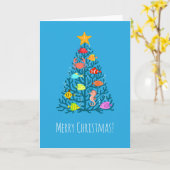 Vrolijk Kerstmis Onderzeese Koraal Tropische Visse Kaart (Gele Bloem)