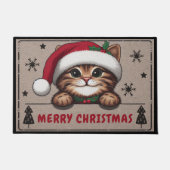 Vrolijk Kerstmis Ondeugende Tabby Kat, Kerstmis Ki Deurmat (Voorkant)