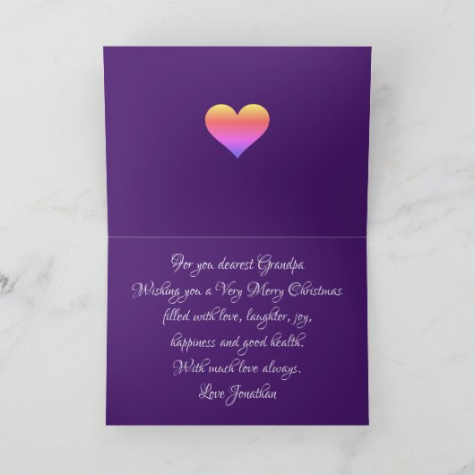 Vrolijk Kerstmis Opa Klassieke Script Naam Chic Kaart (Binnen)