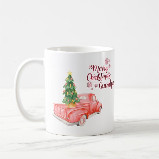 Vrolijk Kerstmis Opa RED TRUCK gepersonaliseerd Koffiemok (Links)