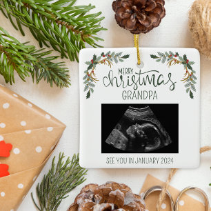Vrolijk Kerstmis Opa Ultrasound Foto Keramisch Ornament