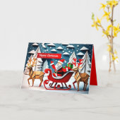 Vrolijk Kerstmis Origami Sinterklaas GC Kaart (Gele Bloem)