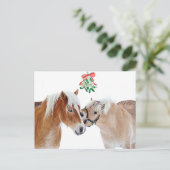 Vrolijk Kerstmis Paard Mistletoe Equine Leuke Pony Feestdagenkaart (Staand voorkant)