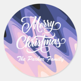 Vrolijk Kerstmis Paarse wervelingen personaliseren Ronde Sticker