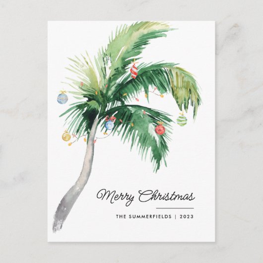 Vrolijk Kerstmis Palm Tree Coastal Feestdagenkaart (Voorkant)