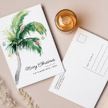 Vrolijk Kerstmis Palm Tree Coastal Feestdagenkaart<br><div class="desc">Een modern stijlvol wenskaart met een modern en handgeschreven script met een versierde palmboom. Pas deze kaart eenvoudig aan door op de knop "Aanpassen" te klikken.</div>