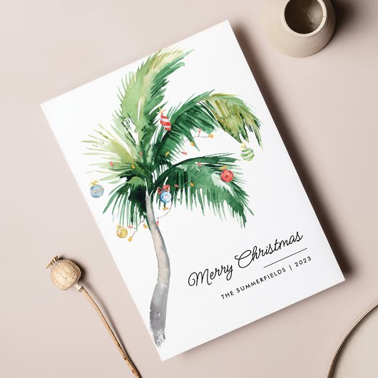 Vrolijk Kerstmis Palm Tree Coastal Feestdagenkaart