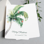 Vrolijk Kerstmis Palm Tree Kustfamilie Feestdagenkaart<br><div class="desc">Een modern stijlvol wenskaart met een modern en handgeschreven script met een versierde palmboom. Pas deze kaart eenvoudig aan door op de knop "Aanpassen" te klikken.</div>