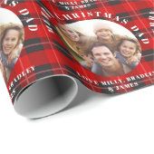 Vrolijk Kerstmis Papa Rood Plaid Gepersonaliseerde Cadeaupapier (Rol Hoek)