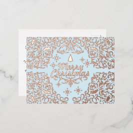 Vrolijk Kerstmis Pastel Blue.Personalized. Folie Feestdagen Briefkaart