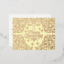 Vrolijk Kerstmis Pastel Geel.Gepersonaliseerd. Folie Feestdagen Briefkaart