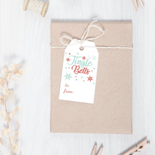 Vrolijk Kerstmis Pastel Jingle Bells Kerstmis Cadeaulabel