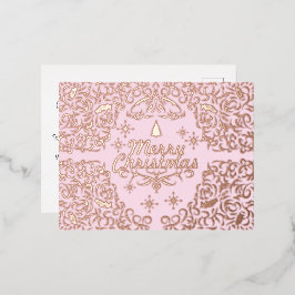 Vrolijk Kerstmis Pastel Pink.Personalized. Folie Feestdagen Briefkaart