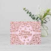 Vrolijk Kerstmis Pastel Pink.Personalized. Folie Feestdagen Briefkaart (Staand Voorkant)