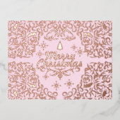 Vrolijk Kerstmis Pastel Pink.Personalized. Folie Feestdagen Briefkaart (Voorkant)