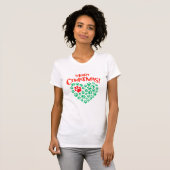 Vrolijk Kerstmis Paw Print Hart T-shirt (Voorkant volledig)