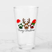 Vrolijk Kerstmis Paws 16oz Pint Glas (Voorkant)