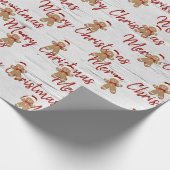 Vrolijk Kerstmis peperkoek man op berk Cadeaupapier (Hoek)