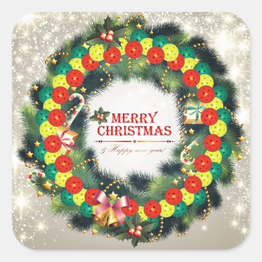 Vrolijk Kerstmis Pickleball 1 Stickers (Voorkant)
