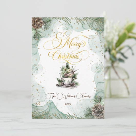 Vrolijk Kerstmis Pine Botanisch Kaart (Staand voorkant)