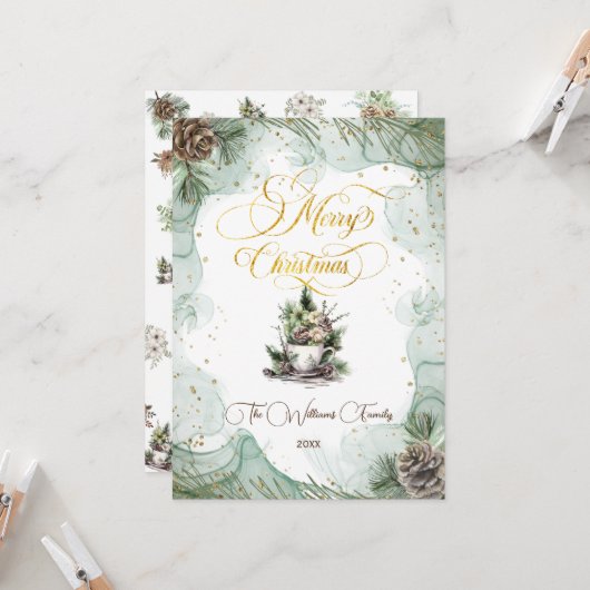 Vrolijk Kerstmis Pine Botanisch Kaart (Voorkant / Achterkant in situ)