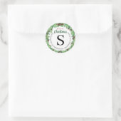VROLIJK KERSTMIS Pine Monogram Retouradres Ronde Sticker (Tas)