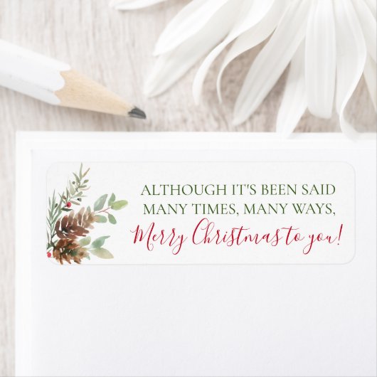 Vrolijk Kerstmis Pinecone Kerstmis Etiket (Insitu)