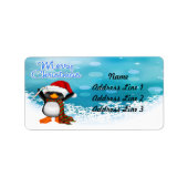 Vrolijk Kerstmis Pinguïn Adresetiketten Etiket (Voorkant)