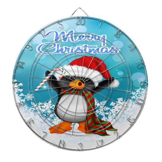 Vrolijk Kerstmis Pinguïn Dart Board Dartbord (Voorkant)