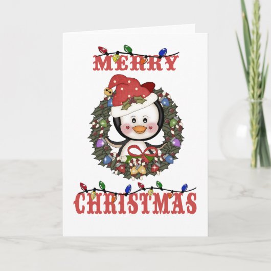 Vrolijk Kerstmis Pinguïn Kaart (Voorkant)