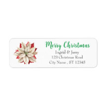 Vrolijk Kerstmis Poinsettia Bloem Waterverf Cadeau