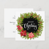 Vrolijk Kerstmis Poinsettia Bloemen krans bewerkba Feestdagenkaart (Voorkant / Achterkant)