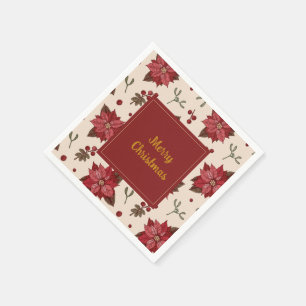 Vrolijk Kerstmis poinsettia bloemig elegant ontwer Servet
