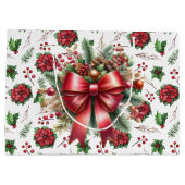 Vrolijk Kerstmis Poinsettia Grote Gift Bag Groot Cadeauzakje (Achterkant)