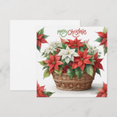 Vrolijk Kerstmis Poinsettia mand Feestdagenkaart (Voorkant / Achterkant)