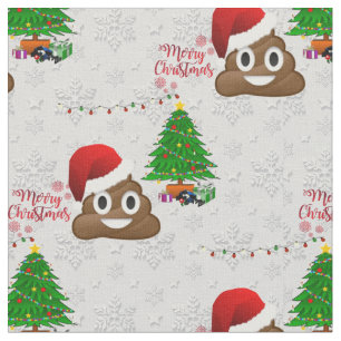 Vrolijk Kerstmis Poo Emoji Fabric Stof