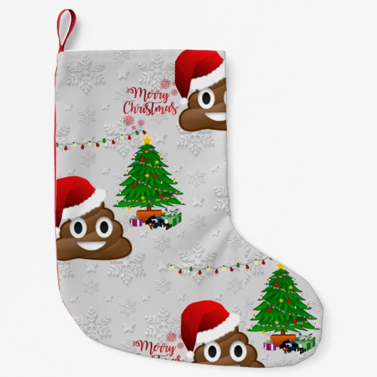 Vrolijk Kerstmis Poo Emoji Kous Kleine Kerstsok (Voorkant)