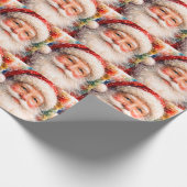 Vrolijk Kerstmis Portret van Kerstman Cadeaupapier (Hoek)