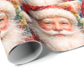 Vrolijk Kerstmis Portret van Kerstman Cadeaupapier (Rol Hoek)