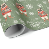 Vrolijk Kerstmis Pug Dog Cadeaupapier (Rol Hoek)