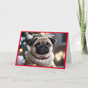 Vrolijk Kerstmis Pug Dog Feestdagen Kaart