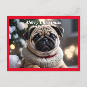 Vrolijk Kerstmis Pug Dog Feestdagenkaart