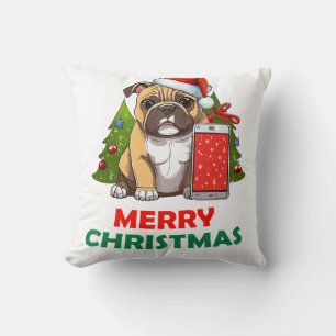 Vrolijk Kerstmis Pug Dog Kussen