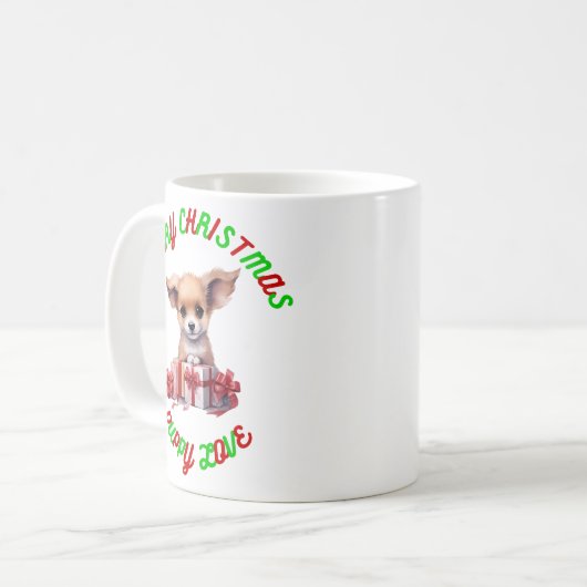 Vrolijk Kerstmis Puppy Liefde Koffiemok (Voorkant links)
