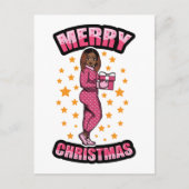 Vrolijk Kerstmis Pyjama Melanine X-mas Sweater Sis Briefkaart (Voorkant)